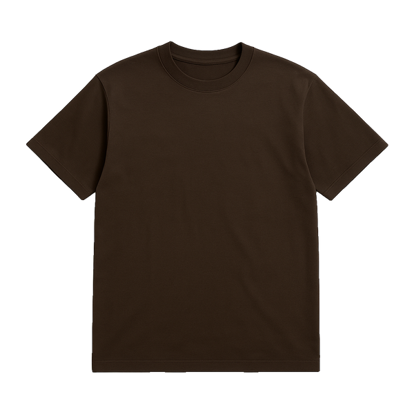 KROVIO Boxy Fit Crew Neck T-Shirt in Brown — front view