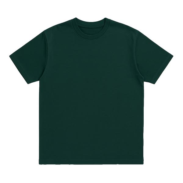 KROVIO Boxy Fit Crew Neck T-Shirt in Dark Green — front view