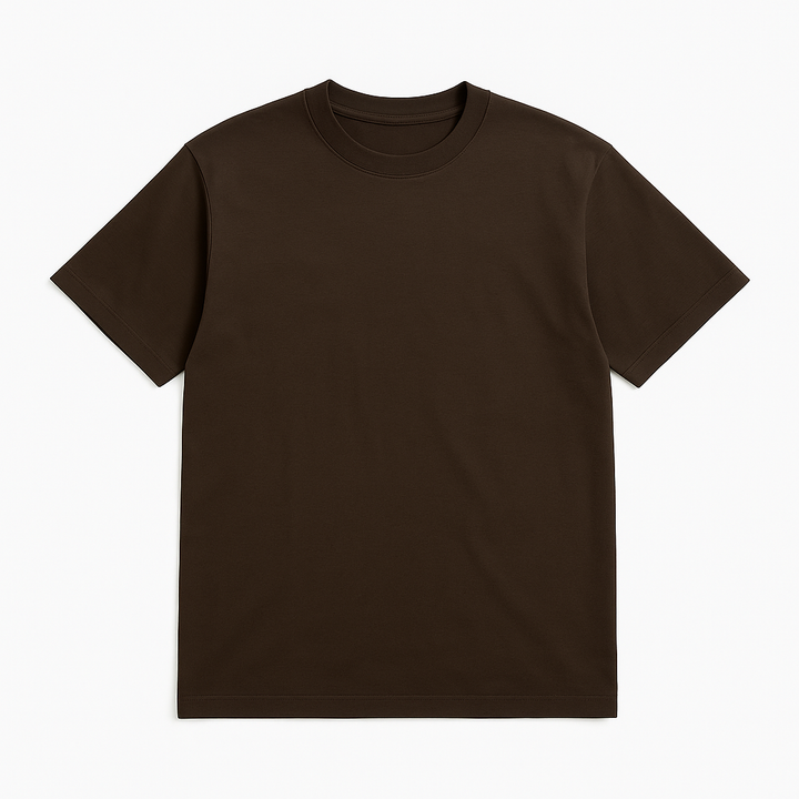 Boxy Fit Crew Neck T-Shirt Brown