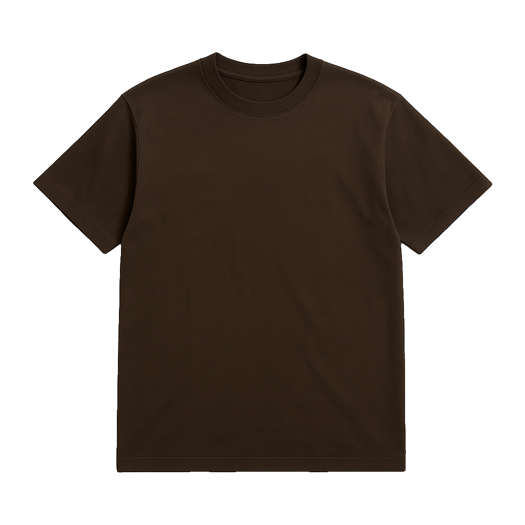 Boxy Fit Crew Neck T-Shirt - Brown