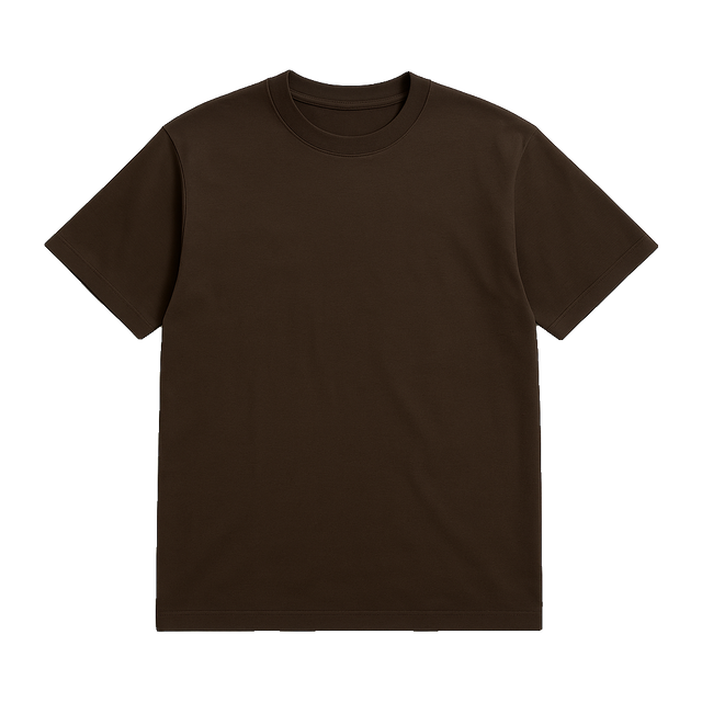 Boxy Fit Crew Neck T-Shirt - Brown