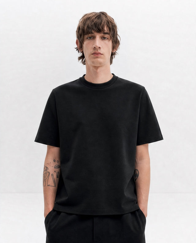 Boxy Fit Crew Neck T-Shirt - Black
