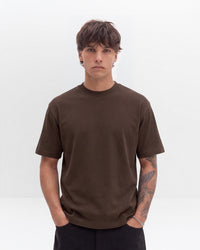 Boxy Fit Crew Neck T-Shirt - Brown