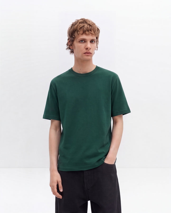 Boxy Fit Crew Neck T-Shirt - Dark Green