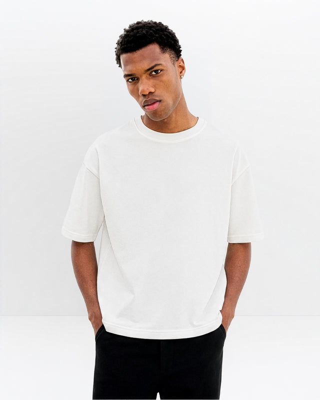Boxy Fit Crew Neck T-Shirt - White