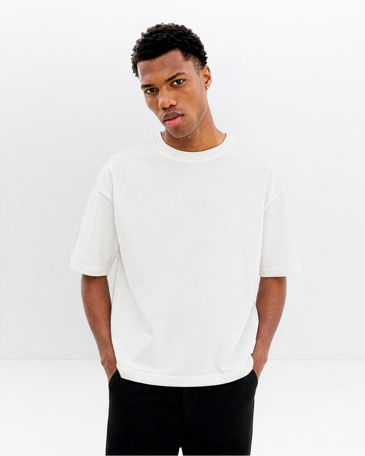 Boxy Fit Crew Neck T-Shirt - White