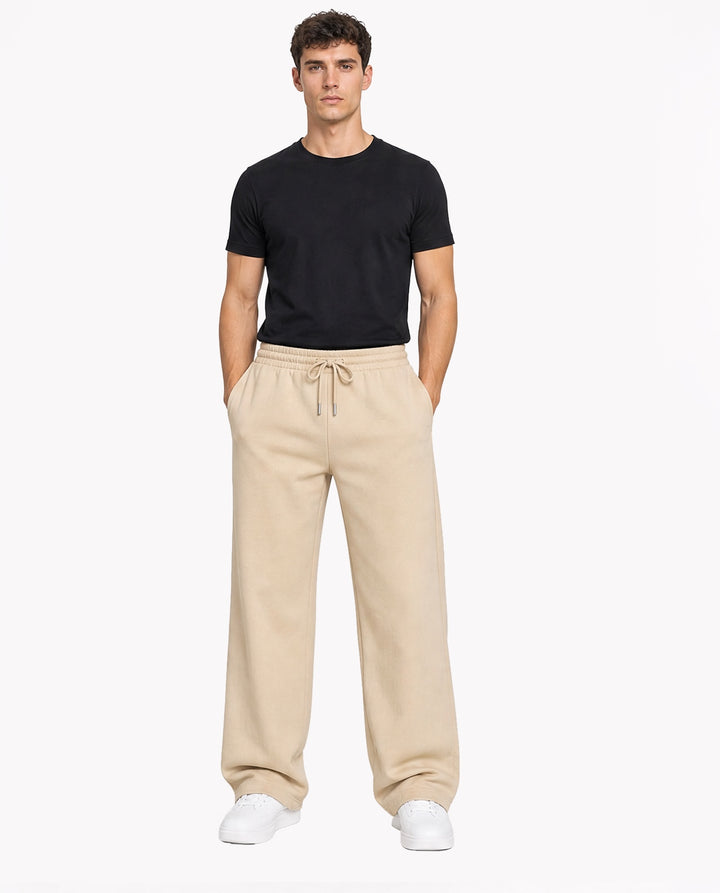 Wide-Leg Sweatpants - Beige